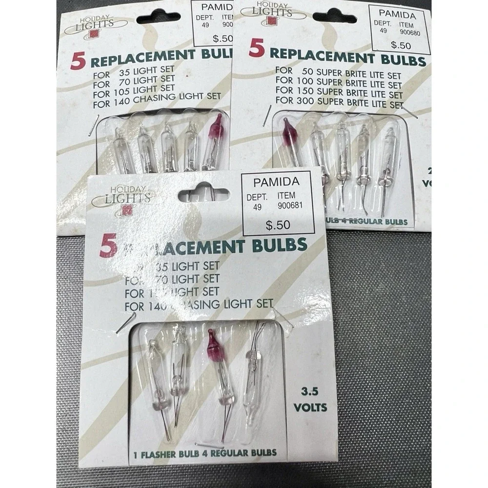 Mixed Lot Vintage‎ Christmas Light Replacement Bulbs GE Sterling Pamida 3.5–7V